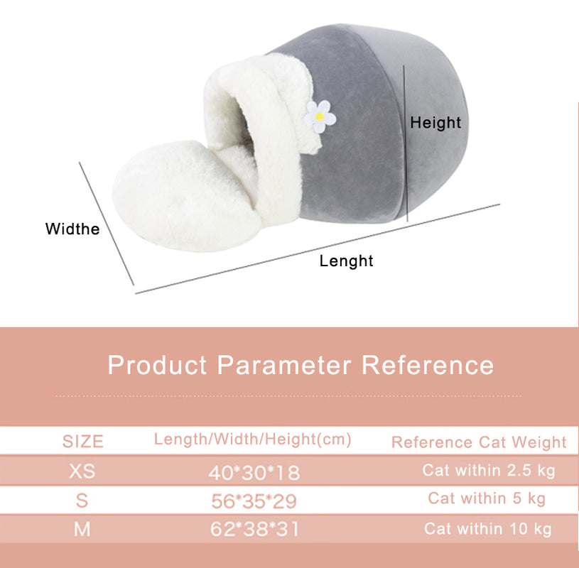 3-In-1 Cat and Dog Pet House Basin-Shaped Cave Soft Bed