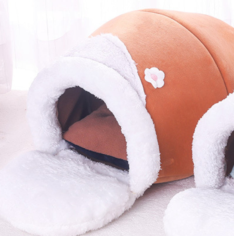 3-In-1 Cat and Dog Pet House Basin-Shaped Cave Soft Bed